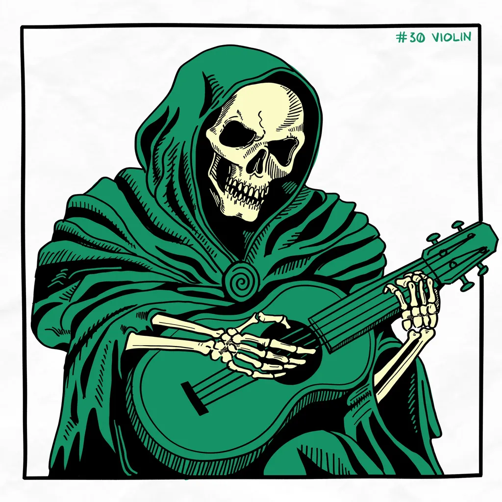 An undead bard plays a Ukelele